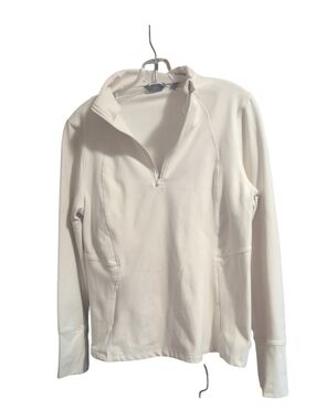 Danskin Women’s Large Quarter Zip Pullover Cream Athletic Top Long Sleeve